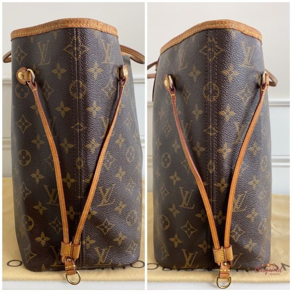 Authentic LOUIS VUITTON Brown Monogram Canvas Leather Neverfull MM Tote Bag - Picture 7 of 13